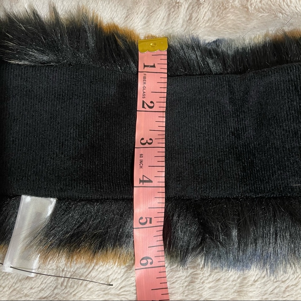 BLACK FAUX FUR HEAD WRAP - Picture 9 of 11